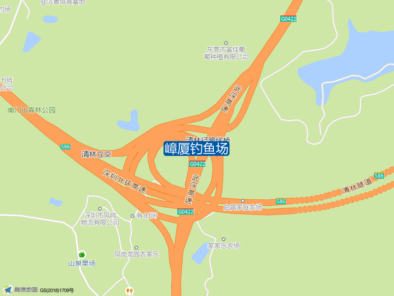 银井路嶂厦村或东莞市市辖区S27(仁深高速公路)嶂厦钓鱼场钓鱼点实景照片