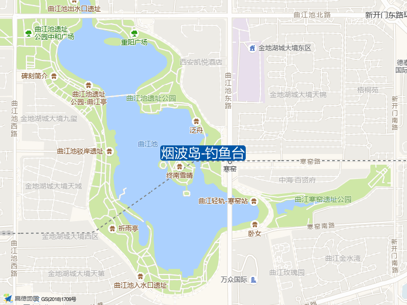 曲江池东路与寒窑路交叉口西100米烟波岛-钓鱼台钓鱼点实景照片