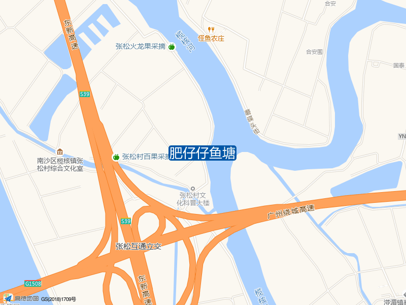 G1508广州绕城高速与张松立交交叉口西北400米肥仔仔鱼塘钓鱼点实景照片