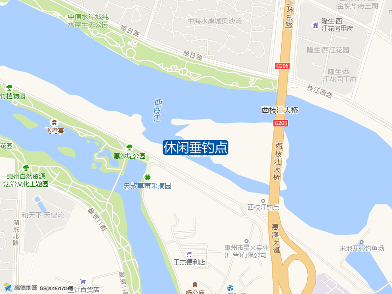 广东省惠州市惠城区惠沙堤二路休闲垂钓点钓鱼点实景照片