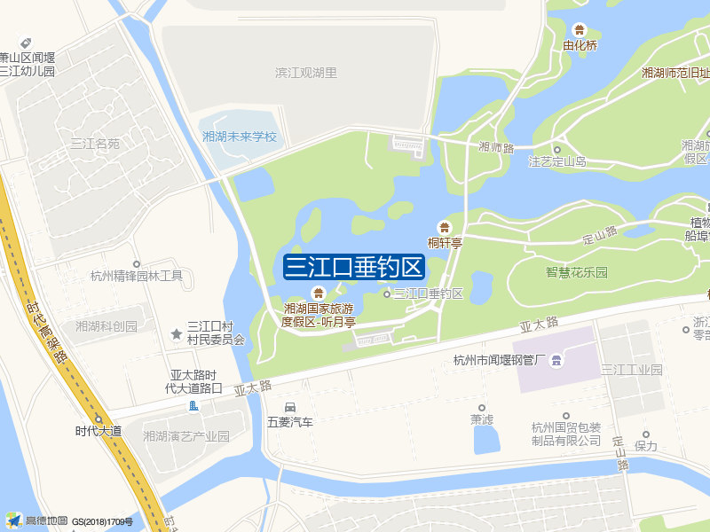 湘湖三期湘虎路与亚太路附近三江口垂钓区钓鱼点实景照片