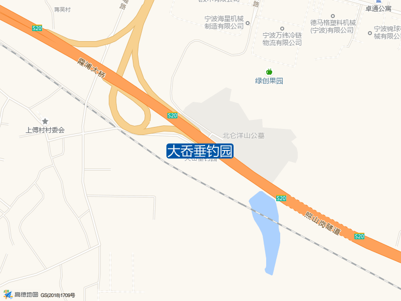 S20穿山疏港高速与霞浦互通交叉口南60米大岙垂钓园钓鱼点实景照片