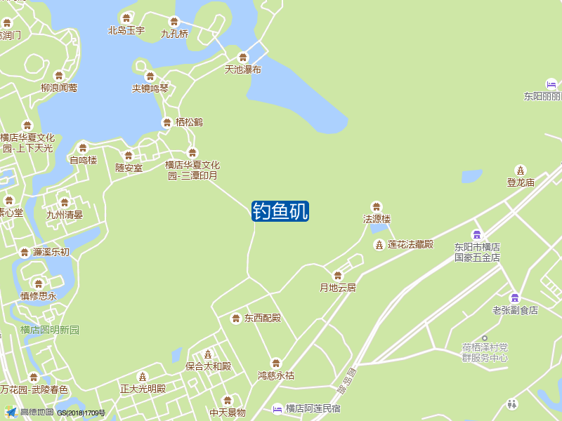 金华市东阳市横店镇横黄线圆明路333号横店圆明新园新圆明园内钓鱼矶钓鱼点实景照片