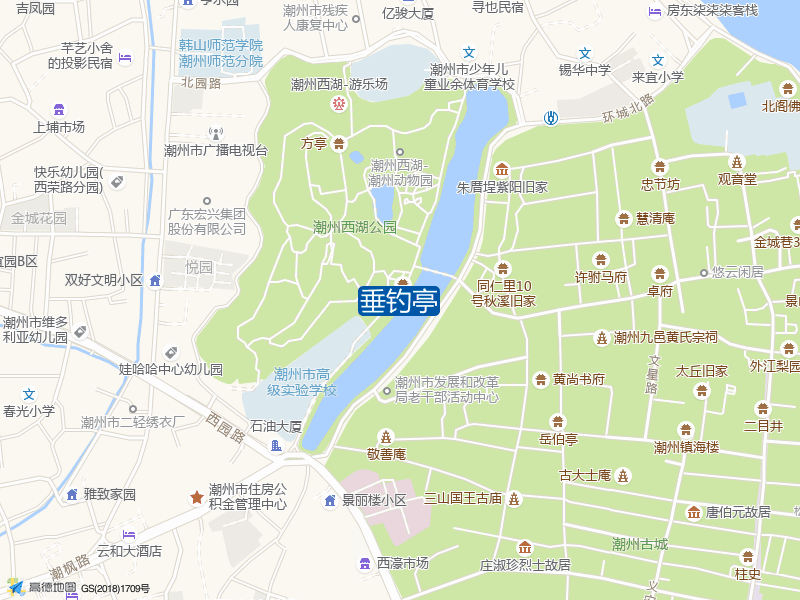 环城西路中段潮州西湖公园(东南角)垂钓亭钓鱼点实景照片