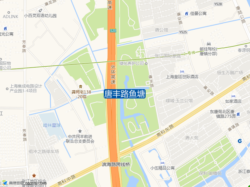 上海市浦东新区S20(外环高速)唐丰路鱼塘钓鱼点实景照片