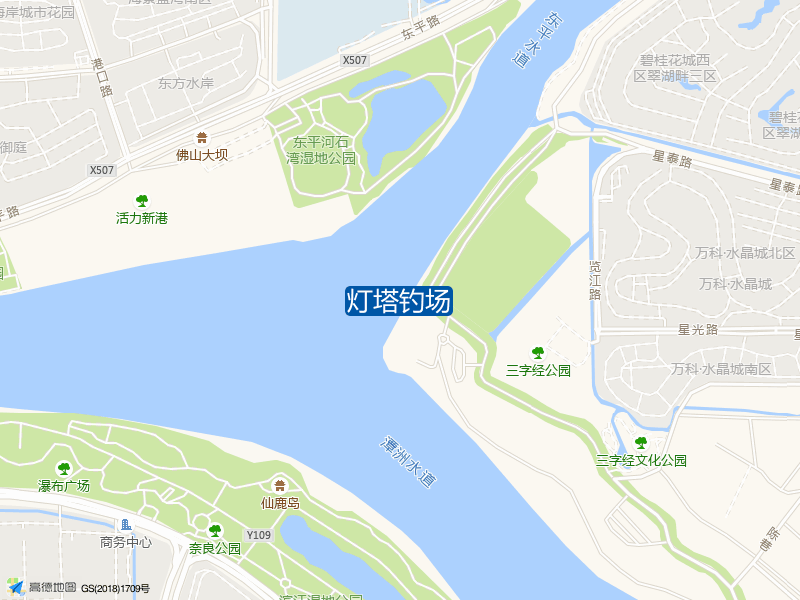广东省佛山市顺德区X507(东平路)基围灯塔钓场钓鱼点实景照片