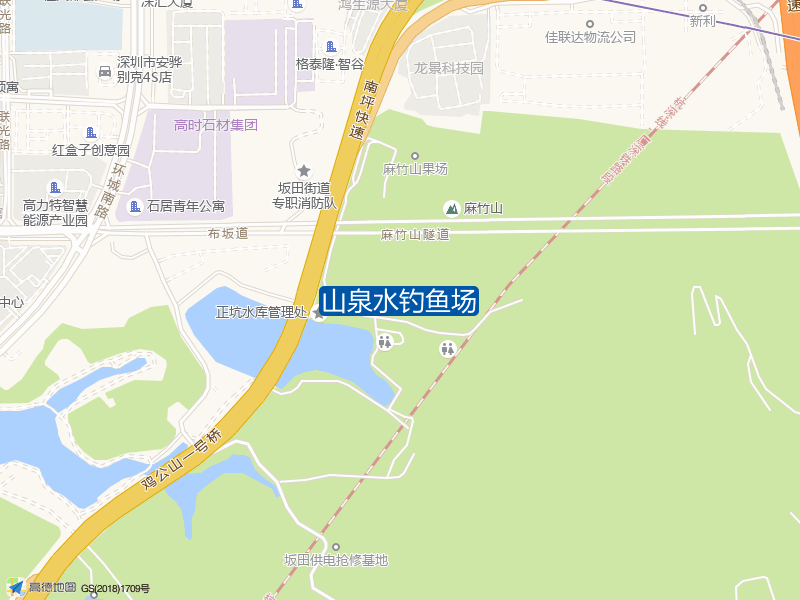 深圳市龙岗区南坪快速银湖山郊野公园山泉水钓鱼场钓鱼点实景照片