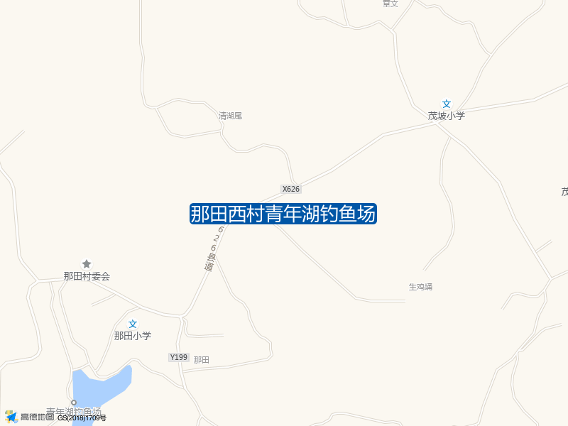 广东省茂名市茂南区199乡道与626县道交叉口西南480米那田西村青年湖钓鱼场钓鱼点实景照片