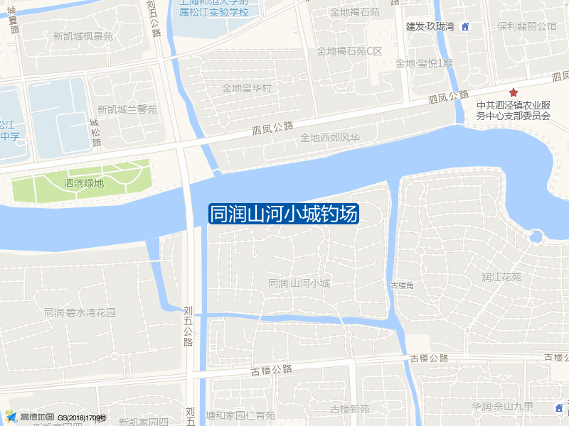 上海市松江区泗凤公路同润山河小城钓场钓鱼点实景照片