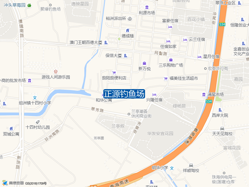 中山市造贝工人村路珠海澳迪幼儿园西北侧约260米正源钓鱼场钓鱼点实景照片