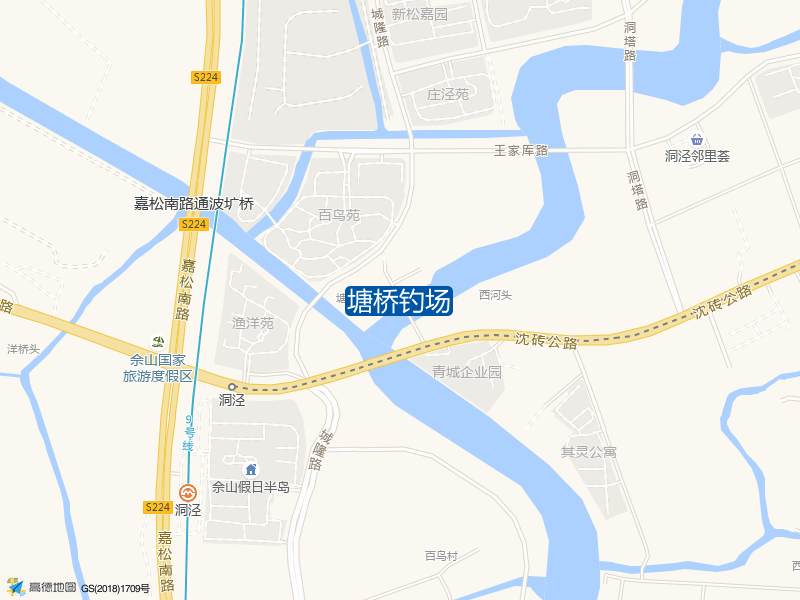 上海市松江区沈砖公路洞桥村路桥下塘桥钓场钓鱼点实景照片