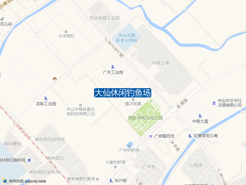 广东省中山市金朗二十巷美林假日翰林苑南侧约90米大仙休闲钓鱼场钓鱼点实景照片
