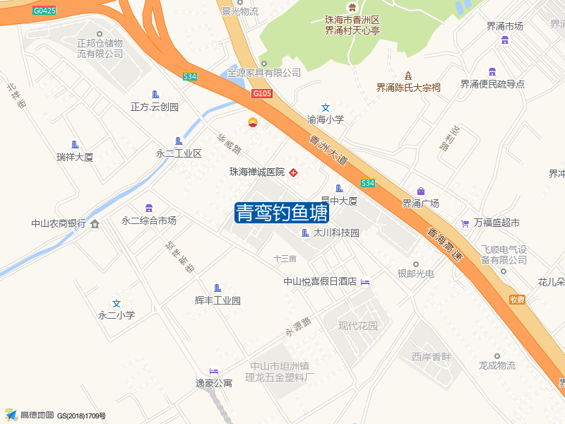 广东省中山市旧理龙横路青鸾钓鱼塘钓鱼点实景照片