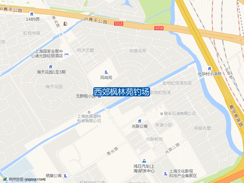 上海市青浦区诸光路西郊枫林苑钓场钓鱼点实景照片